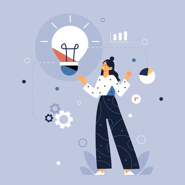 Vector gratuito mujer dibujada a mano con idea