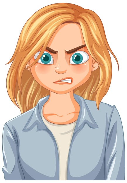 Vector gratuito mujer enojada con cabello rubio