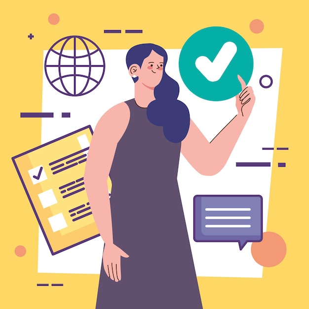 Vector gratuito mujer con lista de comprobación