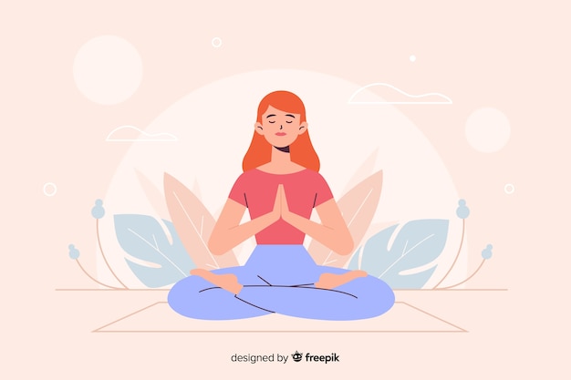 Vector gratuito mujer en posición de yoga para landing page