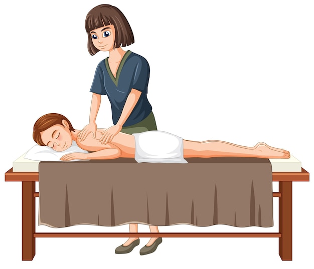 Vector gratuito una mujer recibiendo un masaje en la espalda