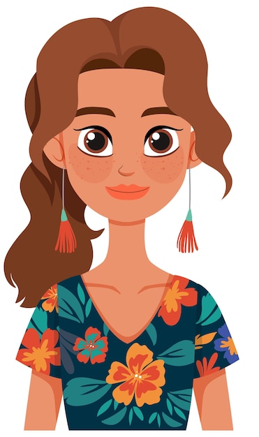 Vector gratuito mujer sonriente con vestido de flores