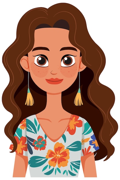 Vector gratuito mujer sonriente con vestido de flores