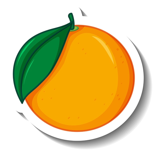 Vector gratuito naranja aislado con hoja en estilo de dibujos animados