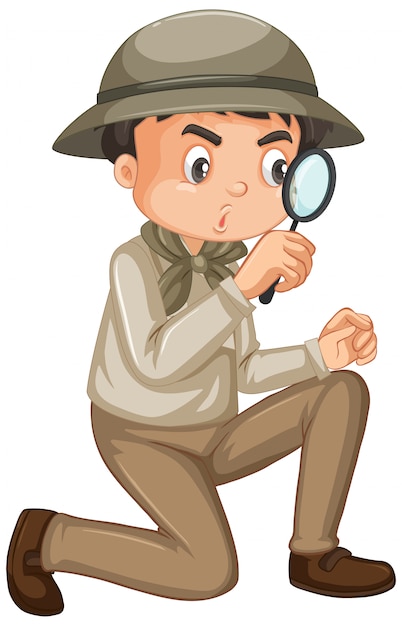 Vector gratuito niño vistiendo traje de safari en blanco
