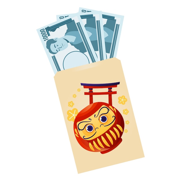 Vector gratuito otoshidama 2d con dinero
