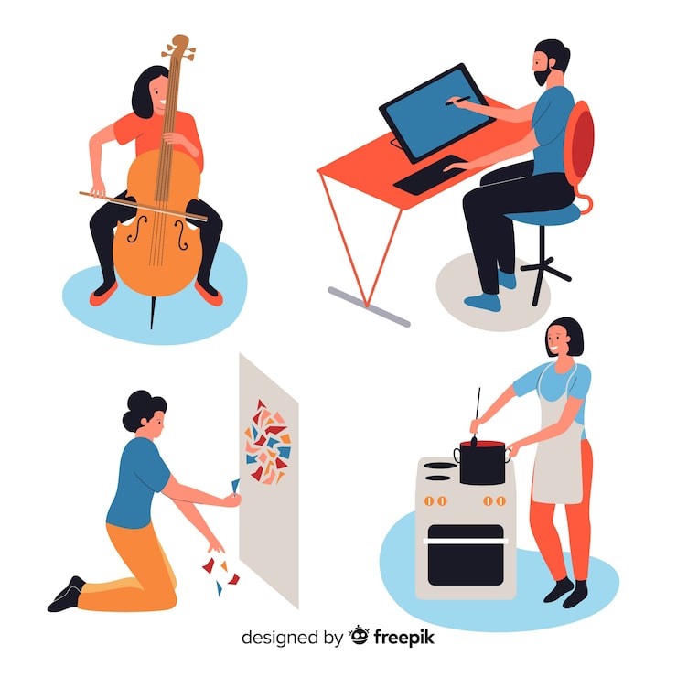Vector gratuito pack de artistas en el trabajo