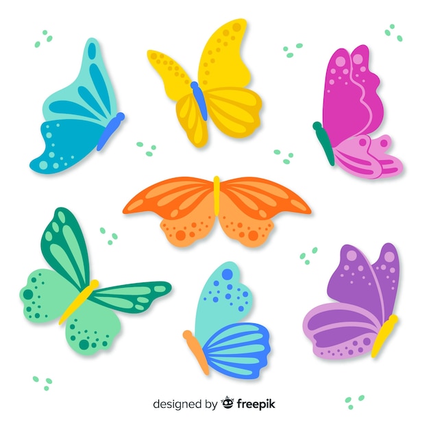 Vector gratuito pack de mariposas de colores