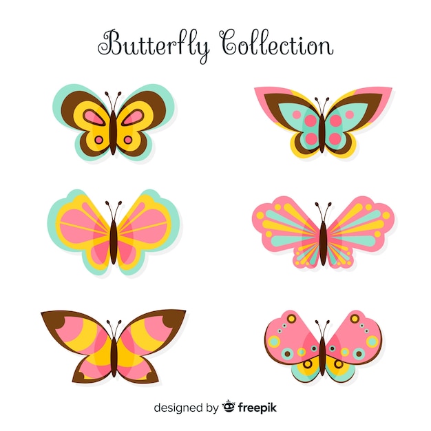 Vector gratuito pack mariposas planas