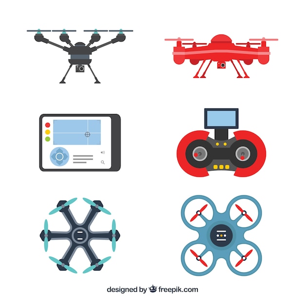 Vector gratuito pack moderno de drones nuevos