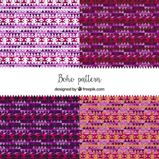 Vector gratuito pack de patrones boho de acuarela
