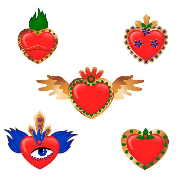 Vector gratuito pack sagrado corazón
