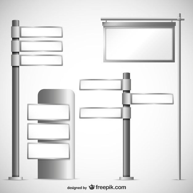 Vector gratuito pack de señales en blanco