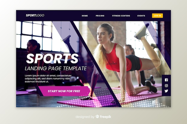 Vector gratuito página de inicio de ejercicio deportivo