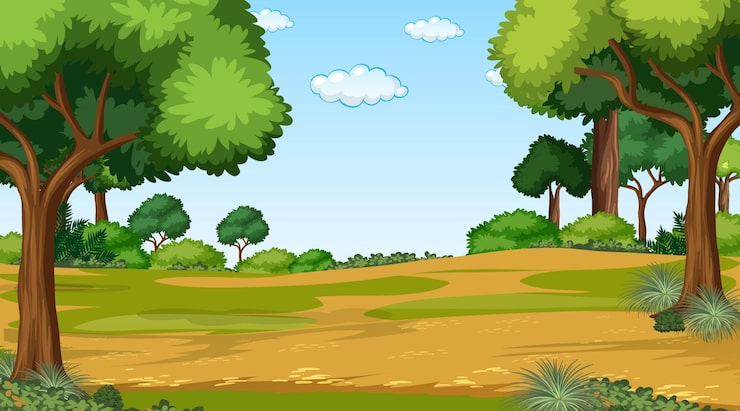 Vector gratuito paisaje en blanco del parque natural en la escena diurna