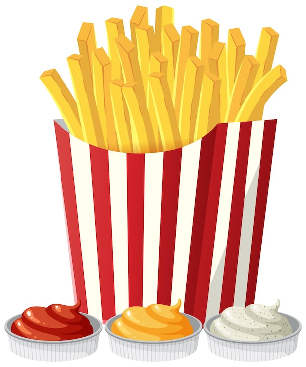 Vector gratuito papas fritas con salsa diferente