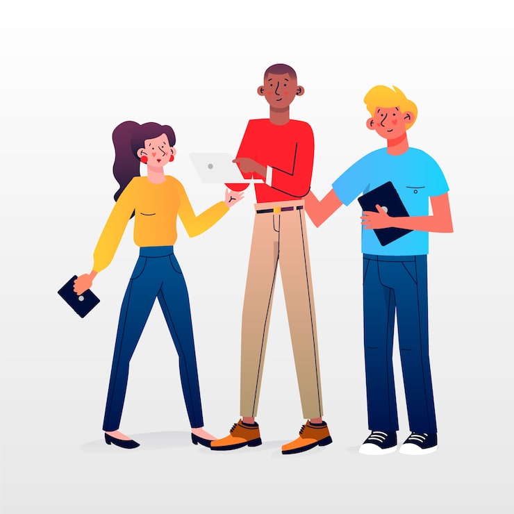 Vector gratuito paquete de ilustración de personas con dispositivos tecnológicos