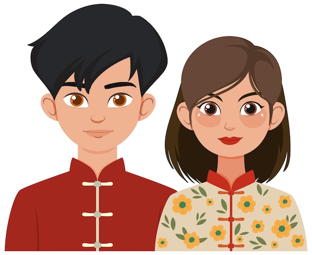 Vector gratuito una pareja tradicional con trajes culturales
