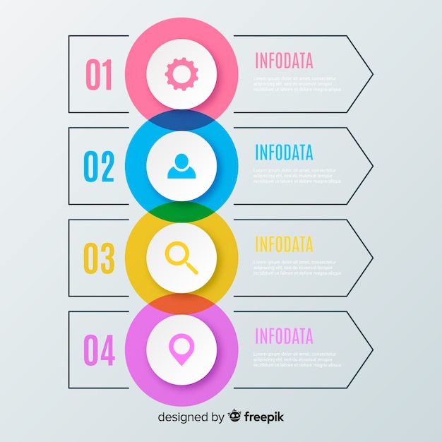 Vector gratuito pasos infográficos planos