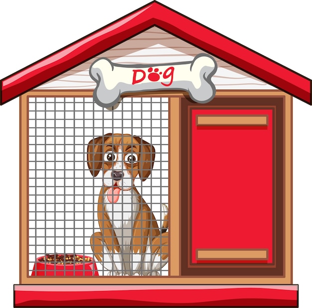 Vector gratuito un perro sentado en la perrera