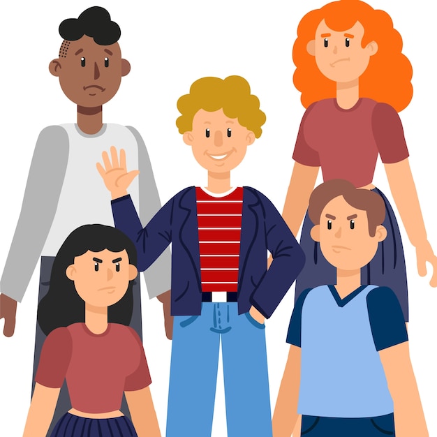 Vector gratuito persona sonriente en concepto de multitud