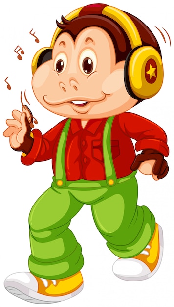 Vector gratuito un personaje de dibujos animados mono
