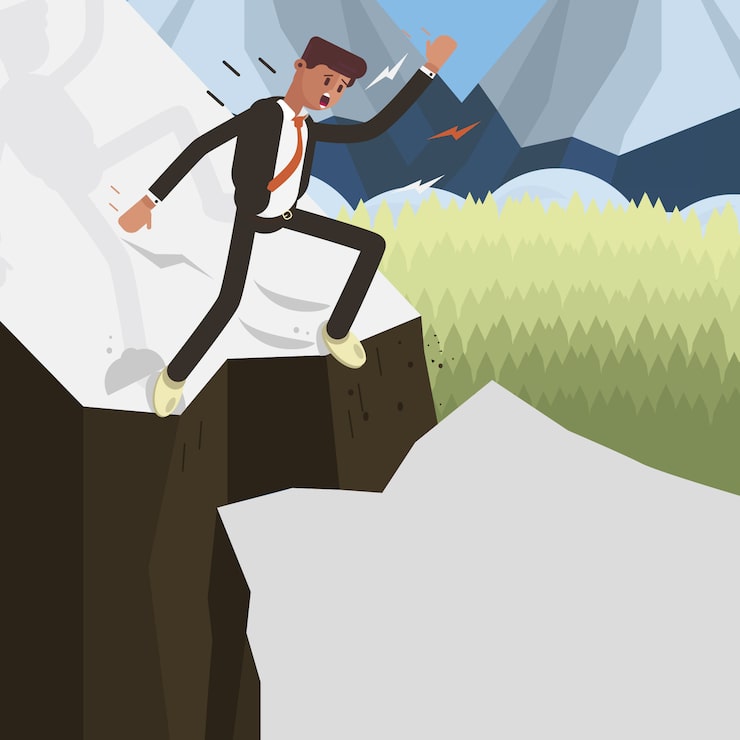 Vector gratuito personaje de hombre de negocios a punto de caer