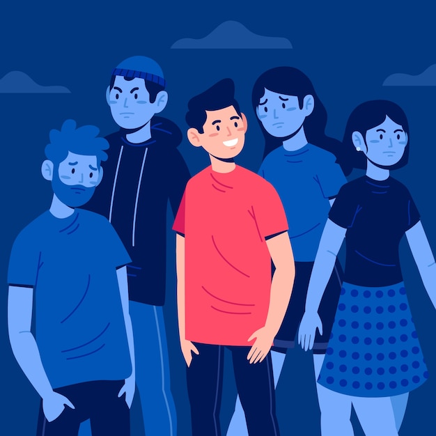 Vector gratuito personaje sonriente en multitud