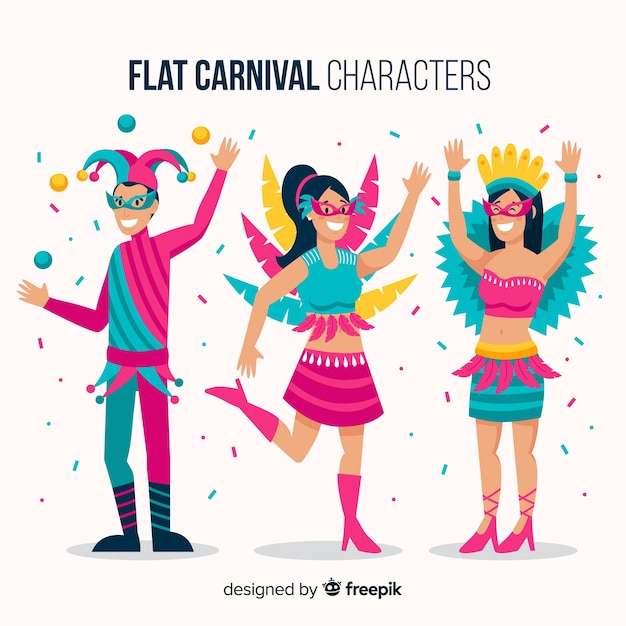 Vector gratuito personajes disfrazados en carnaval