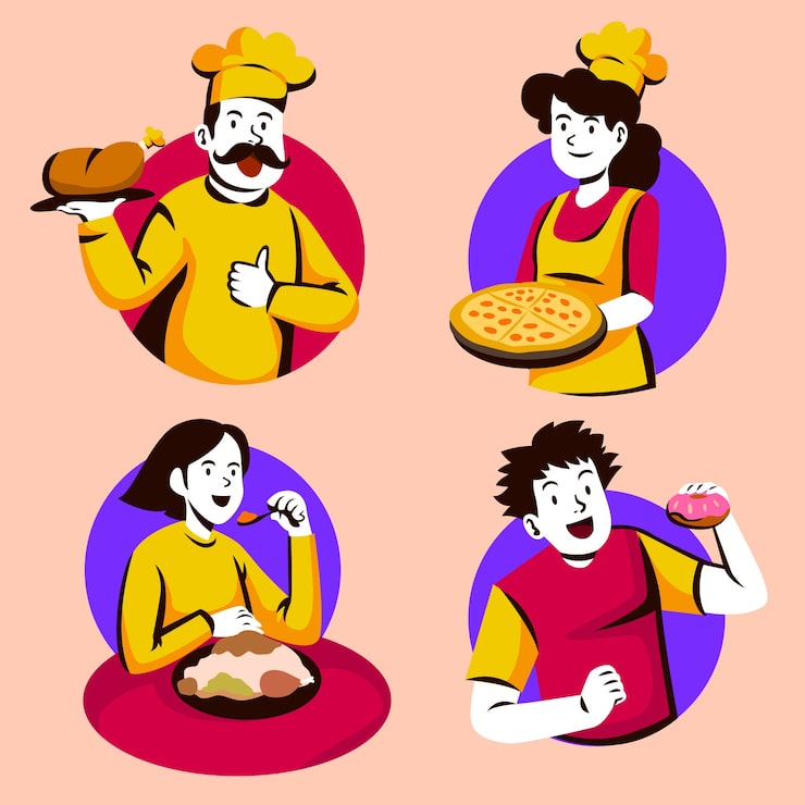 Vector gratuito personas con ilustración de comida