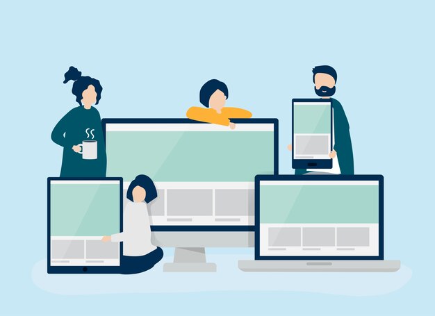 Vector gratuito personas con ilustración de concepto de diseño web