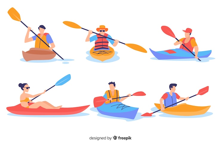 Vector gratuito personas con kayaks