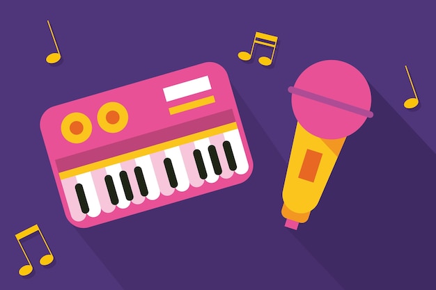 Vector gratuito piano y microfono