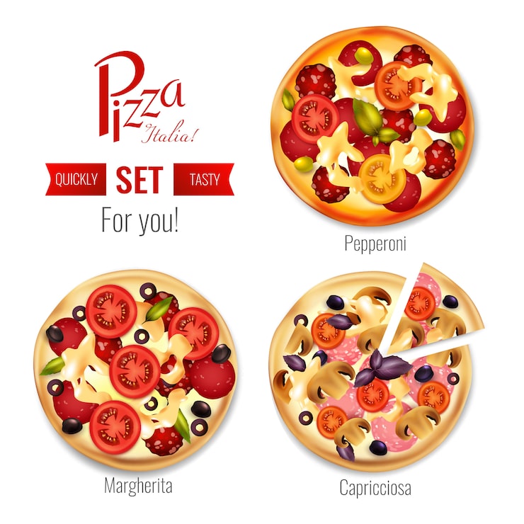 Vector gratuito pizza en conjunto surtido