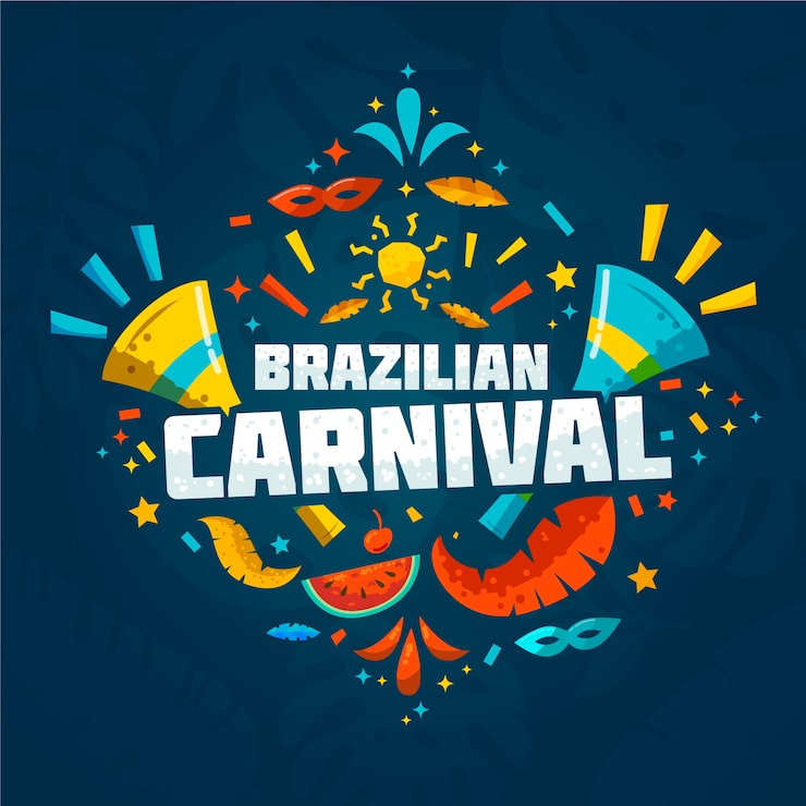 Vector gratuito plano carnaval brasileño con rodajas de sandía y confeti