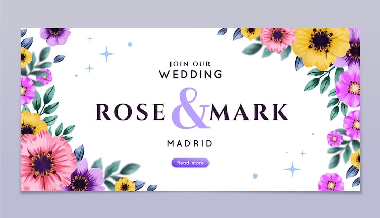Vector gratuito plantilla de banner de boda en acuarela