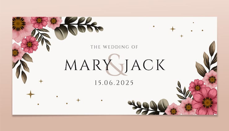 Vector gratuito plantilla de banner horizontal de celebración de bodas en acuarela
