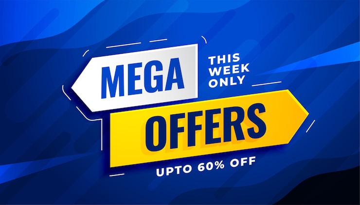 Vector gratuito plantilla de banner de mega venta y ofertas