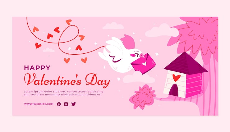 Vector gratuito plantilla de banner de venta de día de san valentín plano