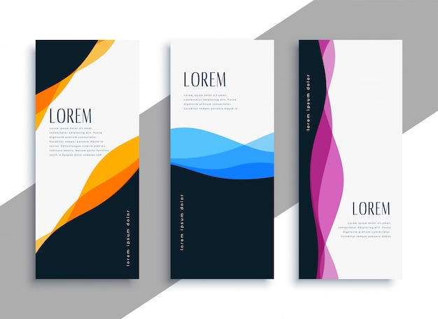 Vector gratuito plantilla de banners verticales ondulados con estilo