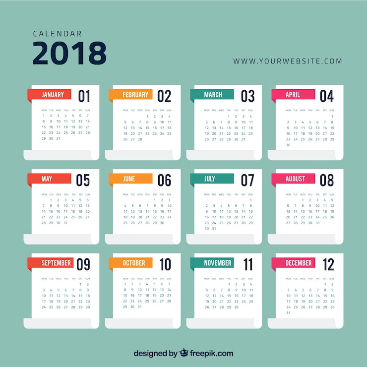 Vector gratuito plantilla de calendario de 2018