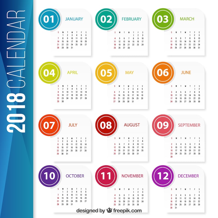 Vector gratuito plantilla de calendario de 2018
