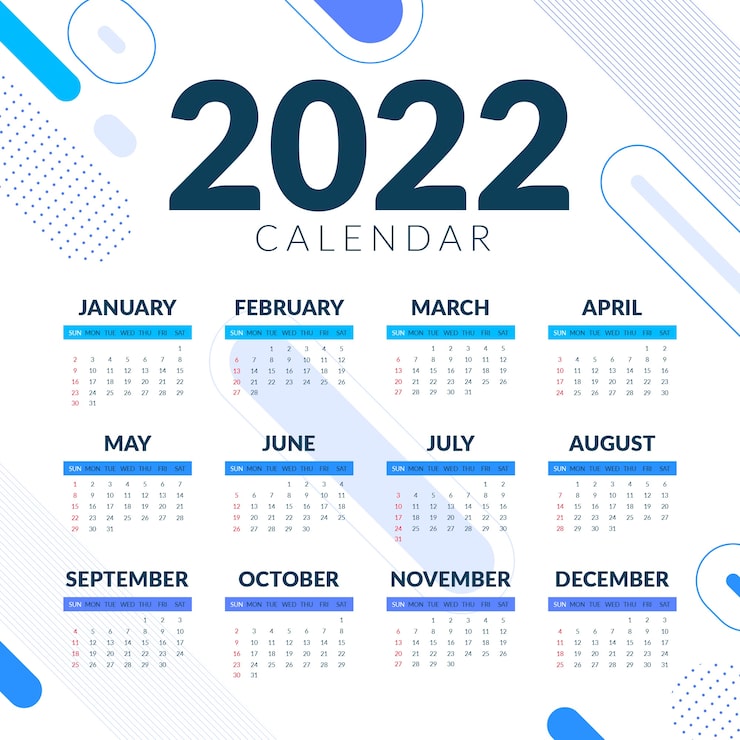 Vector gratuito plantilla de calendario 2022 plana