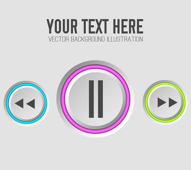Vector gratuito plantilla de conjunto de botones de web de música