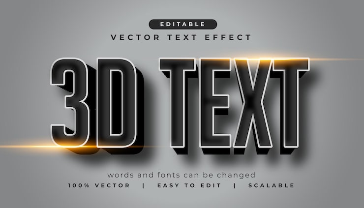 Vector gratuito plantilla de efecto de texto gris 3d editable