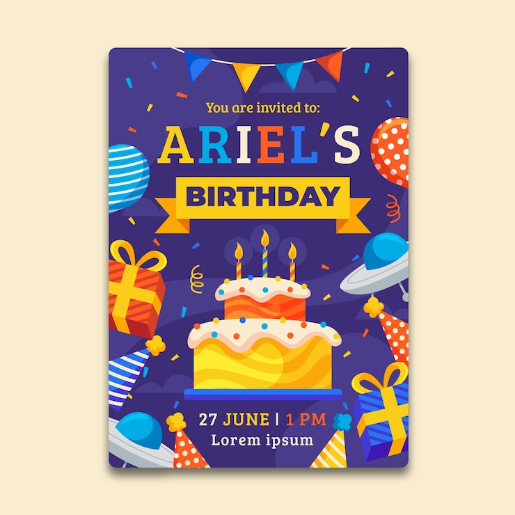 Vector gratuito plantilla de invitación de cumpleaños para niños