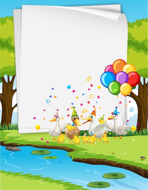 Vector gratuito plantilla de papel con animales lindos en tema de fiesta.