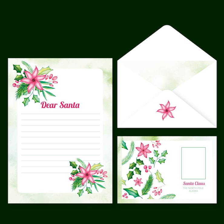 Vector gratuito plantilla de papelería navideña en acuarela