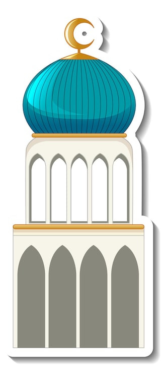 Vector gratuito una plantilla de pegatina con el edificio de la mezquita aislado.