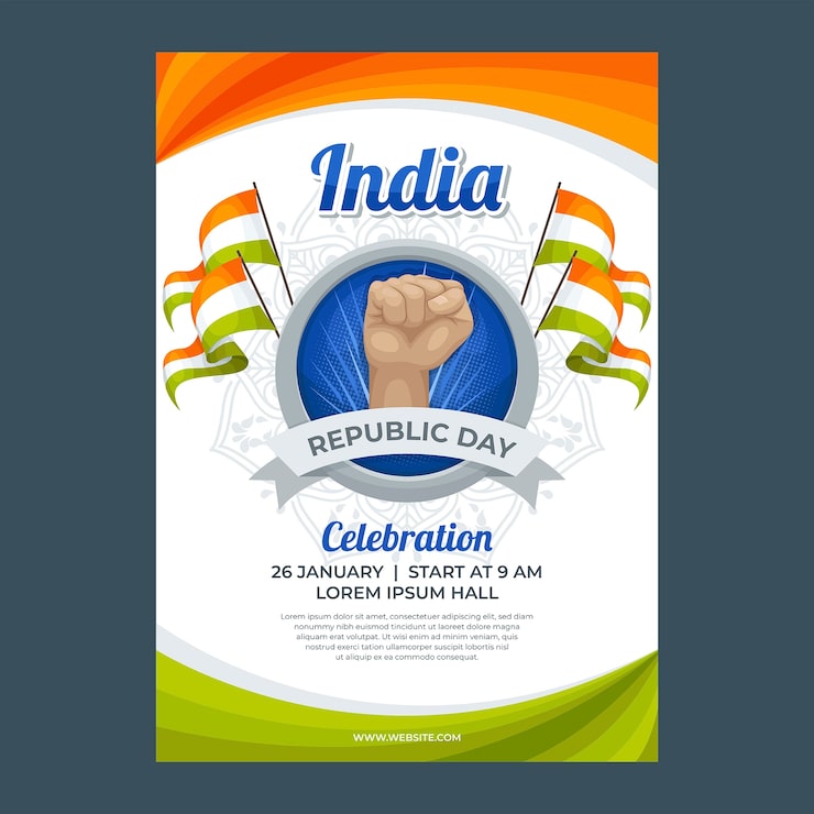 Vector gratuito plantilla de póster vertical de celebración del día de la república india plana
